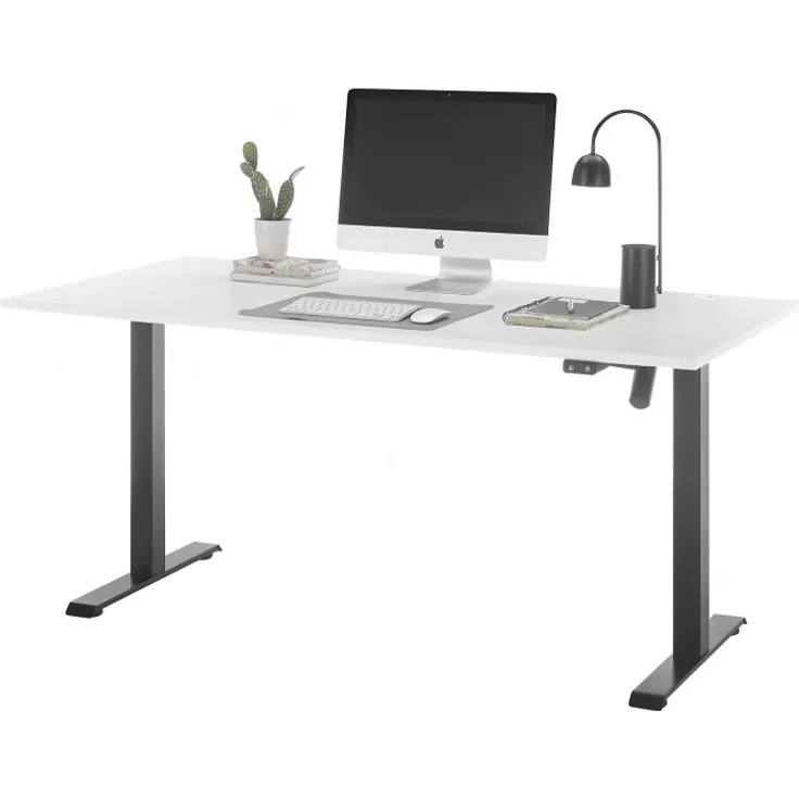 Schreibtisch TOM elektrisch höhenverstellbar Arbeitstisch Büro ca. 160x72-120x77 cm Weiß / Schwarz