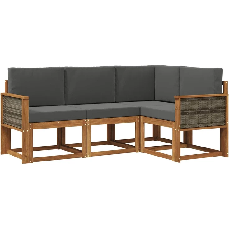 vidaXL Outdoor-Sofagarnitur 4 stk. 4-Sitzer Natur und Anthrazit 3385168 – Bild 2