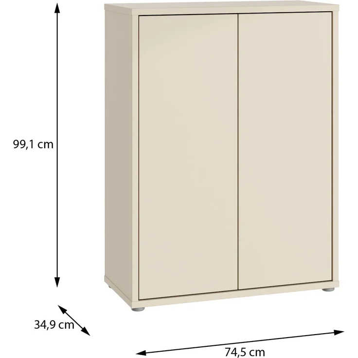 Forte ALICE SPRINGS Schuhschrank 70 80, moderner Flurschrank mit 2 Türen und 4 Einlegeböden, Holzwerkstoff, Kaschmir/Beige, 74,5 cm breit x 99,1 cm hoch x 34,9 cm tief – Bild 7