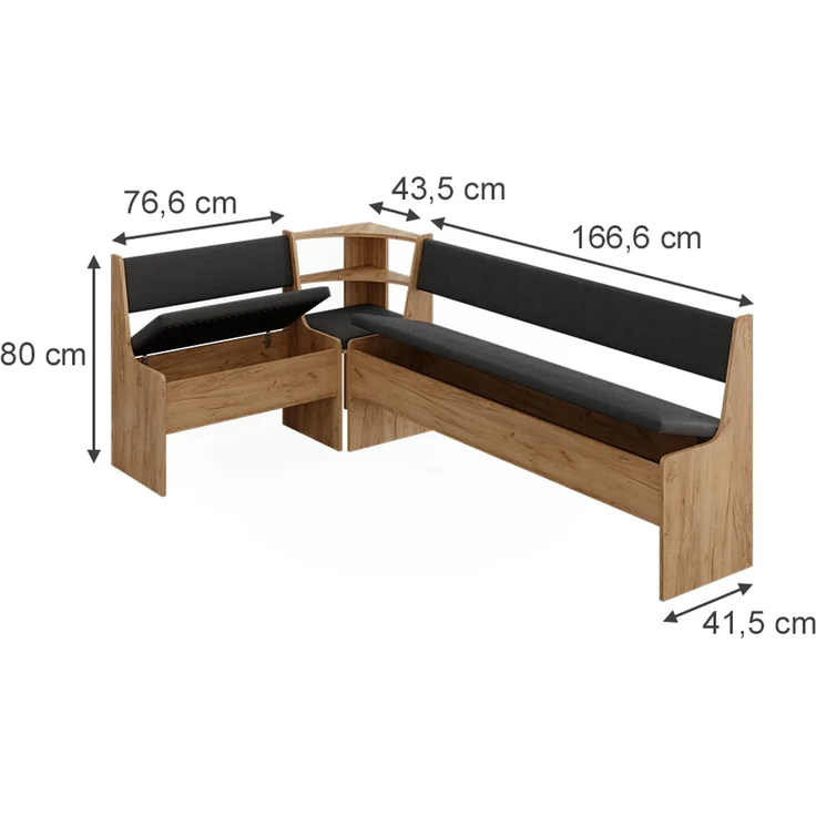 Eckbankgruppe Roman Goldkraft Eiche 120.1x210.1 cm Vicco – Bild 2