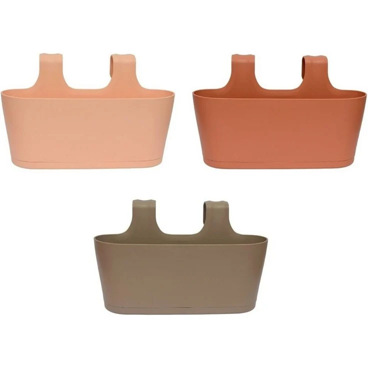 Engelland Blumenkasten Blumentopf zum Hängen (Vorteils-Set, 3 St, Fassungsvermögen je Topf 5,5 Liter), UV-Beständig, Frostbeständig, Wasserauffangschalen – Bild 1