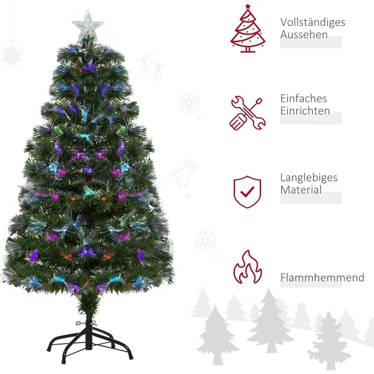 HOMCOM Künstlicher Weihnachtsbaum Christbaum, Kunsttanne, 66x120 cm, grün – Bild 3