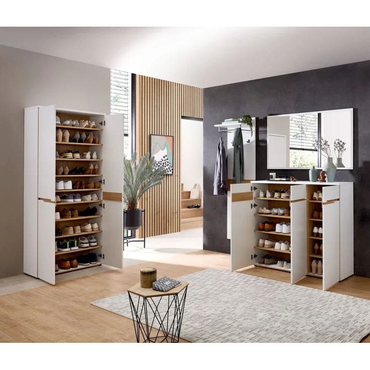 XORA 'MEMPHIS' Schuhkommode XL hoch, Holznachbildung Weiß, 80 x 192 x 38 cm, mit Softclose – Bild 5