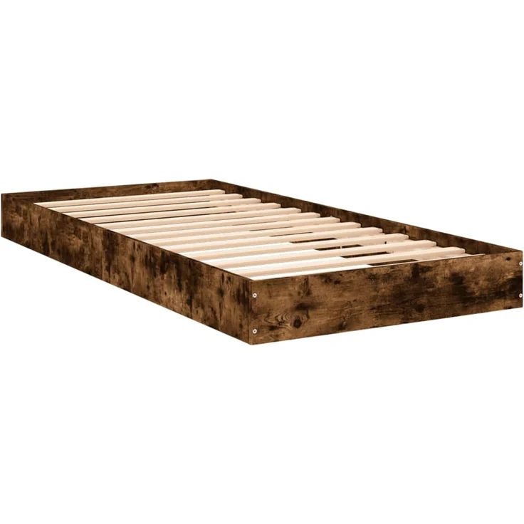 vidaXL Bettgestell ohne Matratze Räuchereiche 75x190 cm Holzwerkstoff 842081 – Bild 3