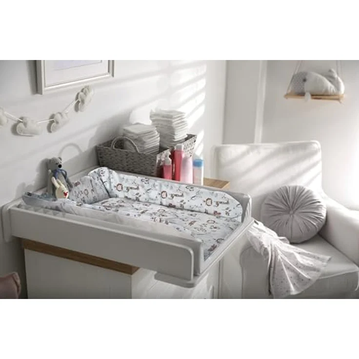 Balbina® Wickelunterlage aus Baumwolle weiche Wickeltischauflage für Wickelkommoden waschbar 75x85 I Tiere im Zoo – Bild 5