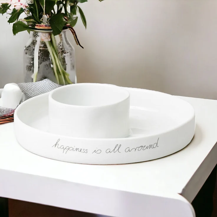 Porzellanschale Mittelpunkt "hapiness is all around" - Räder Design – Bild 3