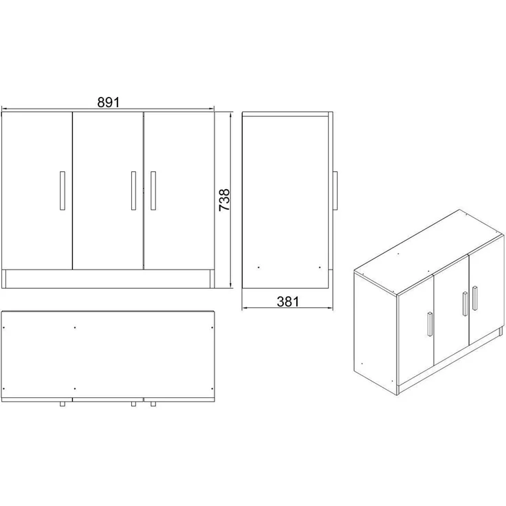 Skye Decor 'BEG5-BA' Mehrzweckschrank, Walnuss / Anthrazit, 89,1 x 73,8 x 38,1 cm – Bild 7