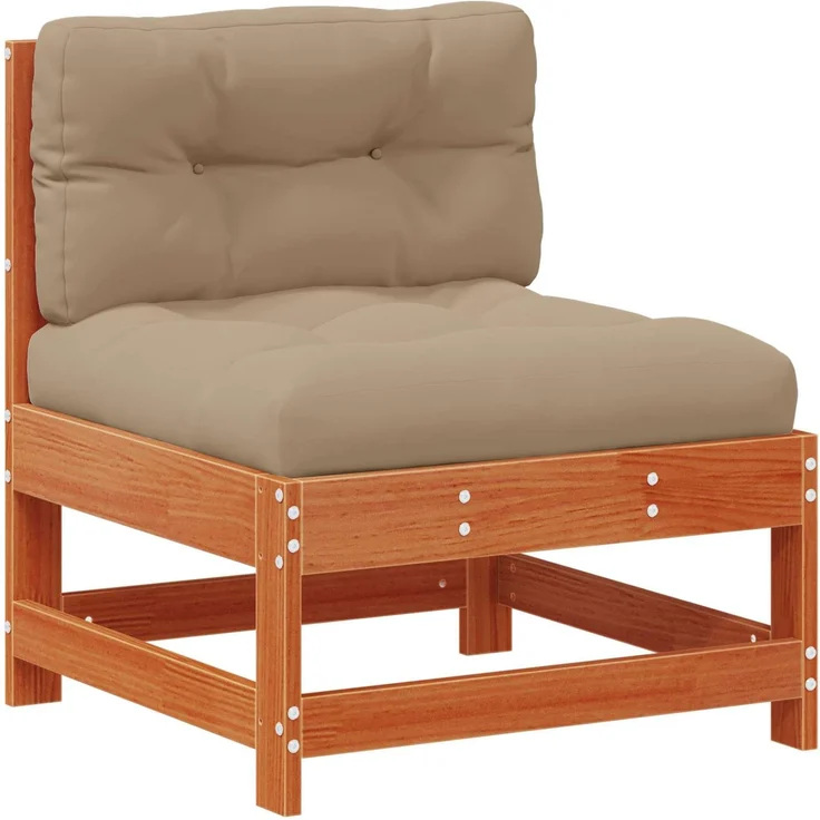 vidaXL Garten Mittelssofa Massives Kiefernholz Wachsbraun 865476 – Bild 2