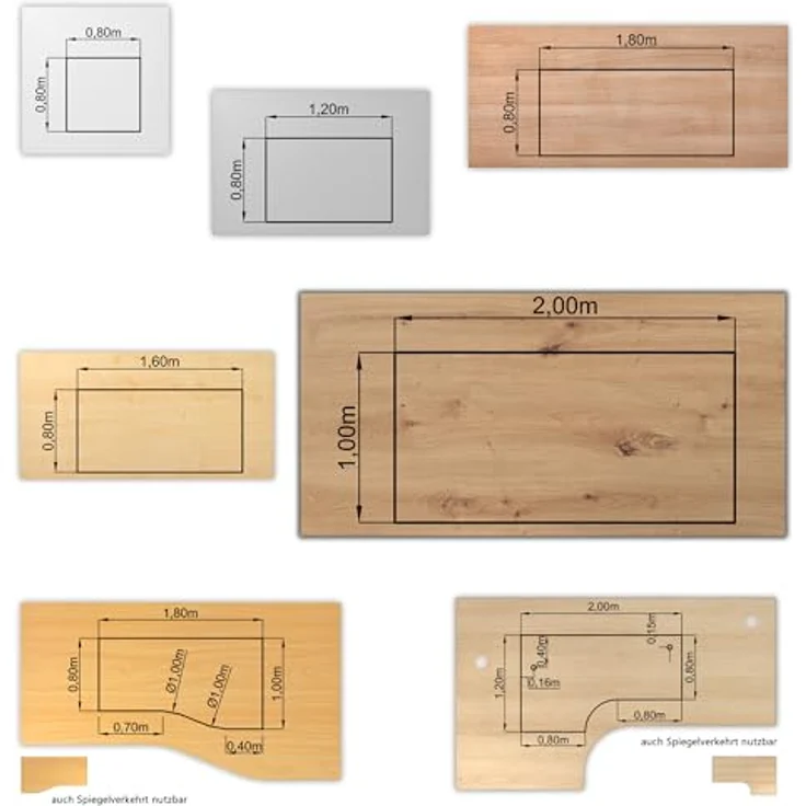 bümö Tischplatte 200x100 cm in graphit, Schreibtischplatte aus Holz, Holzplatte, Spanplatte kratzfest beschichtet, ABS-Kante, 120 kg Tragkraft für DIY Homeoffice Schreibtisch & mehr, PL-2E-G – Bild 7