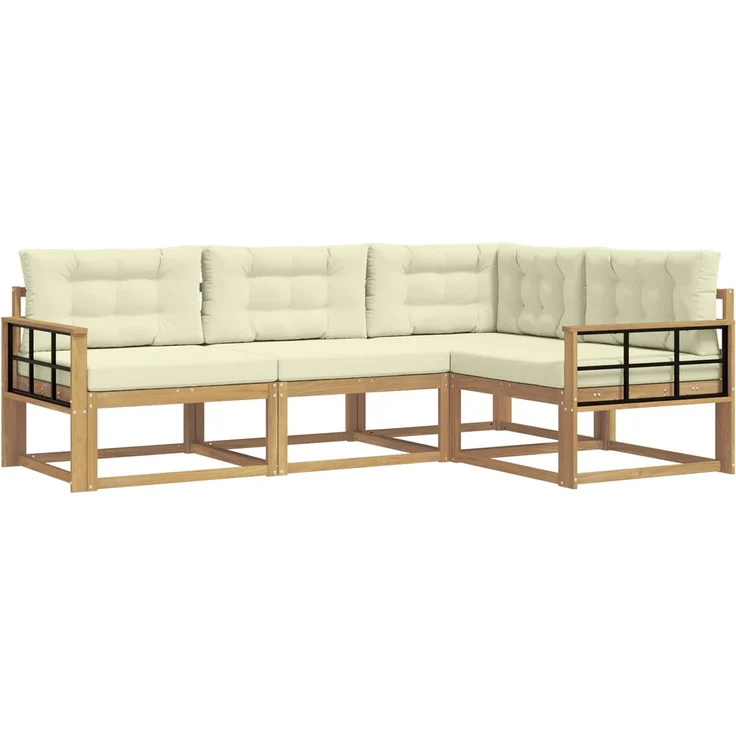vidaXL Outdoor-Sofagarnitur 4 stk. Weiß und Creme 3386384 – Bild 2