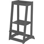 roba Lernturm 'Monti Step' nach Montessori - Sicherer Tritthocker für Kinder - Ideal als Küchenhelfer - Bis 80 kg belastbar - FSC®-zertifiziertem Holz - Anthrazit lackiert
