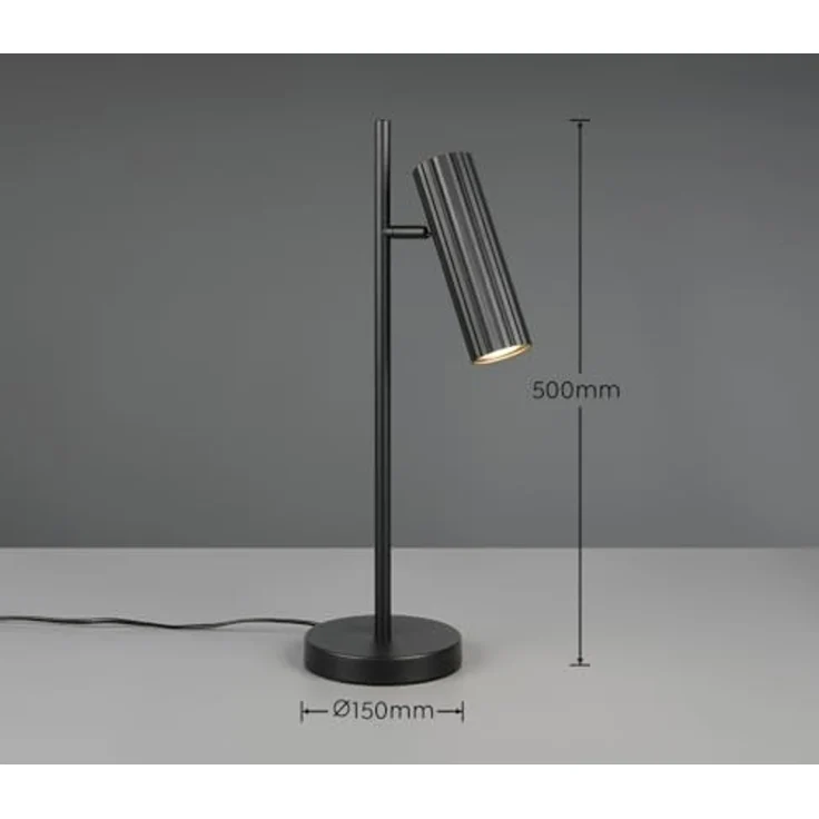 Große Tischlampe SOKA Metall Schwarz mit schwenkbarem Spot, Höhe 50cm – Bild 6