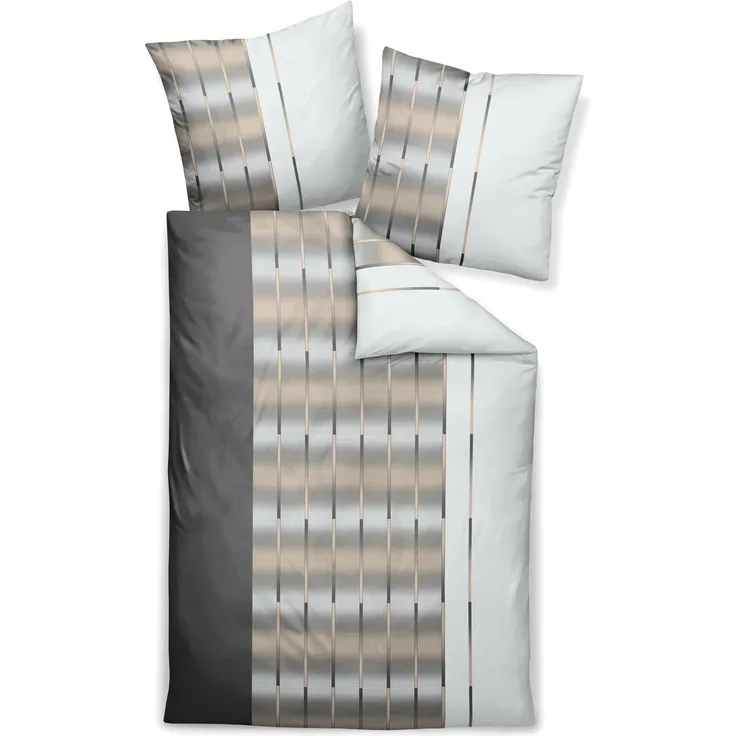 Janine Bettwäsche Milano 45026 07 Kaffee Mako Satin 155 x 220 + 80 x 80 cm