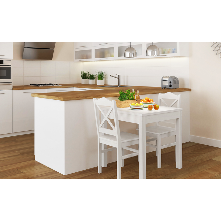 Esszimmergruppe mit Tisch und 2 Stühle Kiefer Massivholz waschweiß 90.70-50 C W-Set 20 – Bild 3