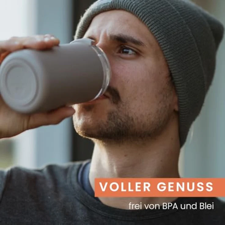 Groenenberg Thermobecher 350 ml aus recyceltem Edelstahl, 100% Auslaufsicher, hält mind. 4 h warm (Forest) – Bild 3