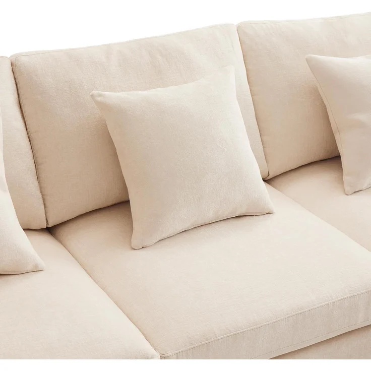 Ball & Cast U-förmiges Eckcouch mit Schlaffunktion, 4-Sitzer Sofa mit 2 Fußhocker für das Wohnzimmer Wohnung Villa, 278 x 81 x 161 (BxHxT), Beige – Bild 9