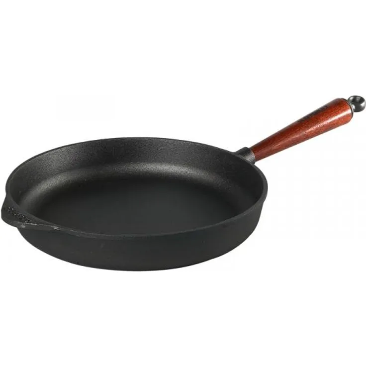 Servierpfanne 28 cm aus Gusseisen 0285T, hoher Rand / Griff Buche von SKEPPSHULT