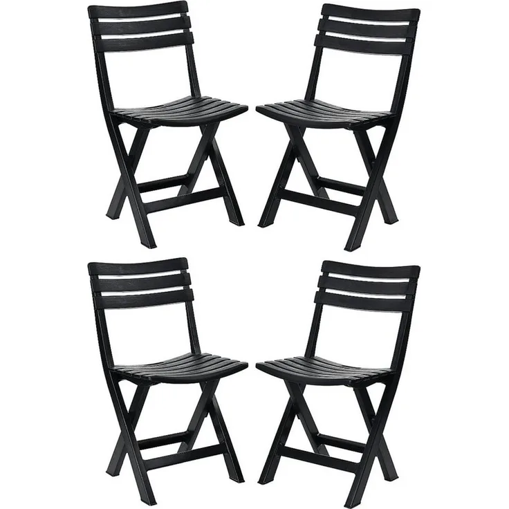 Progarden Klappstuhl Balkonstuhl Gartenstuhl Campingstuhl Stuhl 78x44x42cm Anthrazit (Set, 4 St), UV-Beständig, Robust, Wetterfest, Made in Italy, Hochwertig