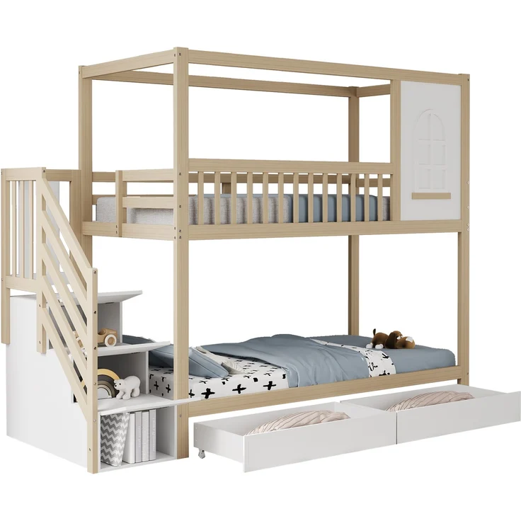 Bett 140×200 cm aus MDF mit USB-Anschluss und Steckdose, grau – Bild 5