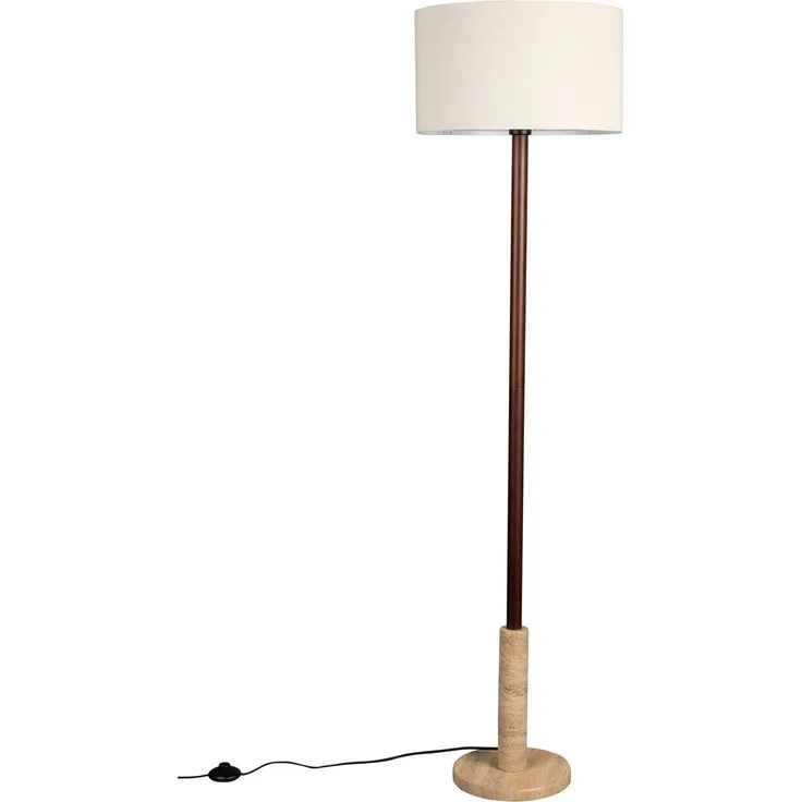DutchBone Stehlampe Jackson mit Leinenschirm und Travertin-Sockel, Beige 40x40x156 cm
