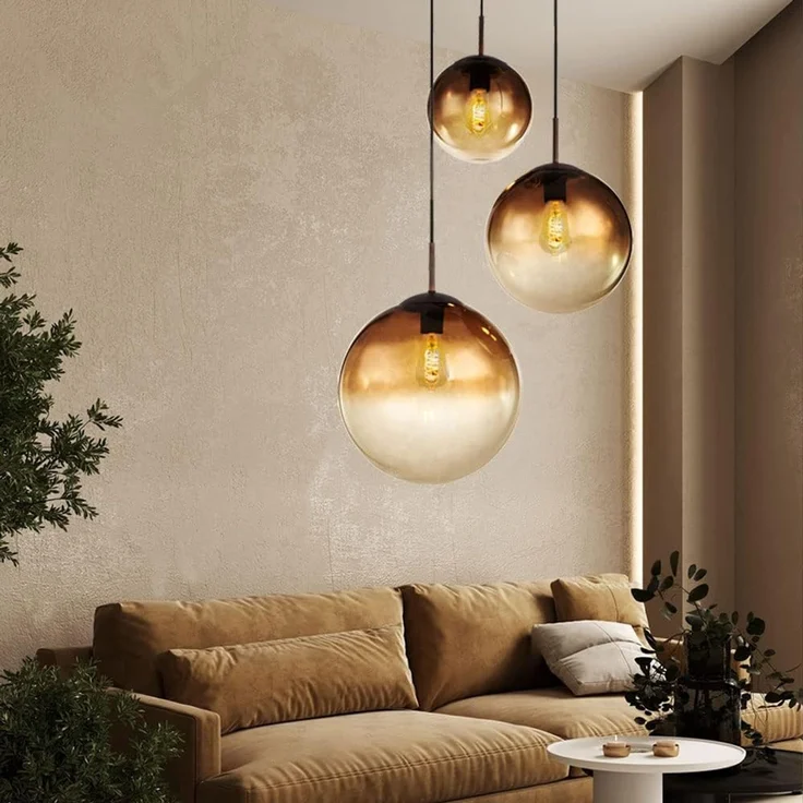 LED Hängeleuchte, amber, 3 Kugeln mit DM 20 - 25 - 30 cm VARUS – Bild 2