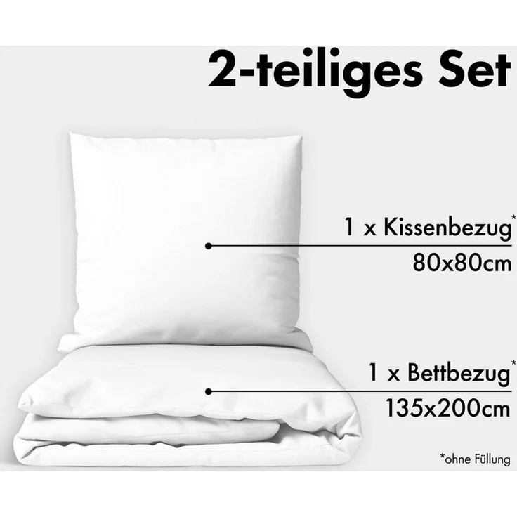 Jacobson Bettwäsche Set - 100% Baumwolle, Perkal, 2 teilig, Erhältlich in den Größen 135x200, 155x220, 200x200, 200x220, 240x220 – Bild 2