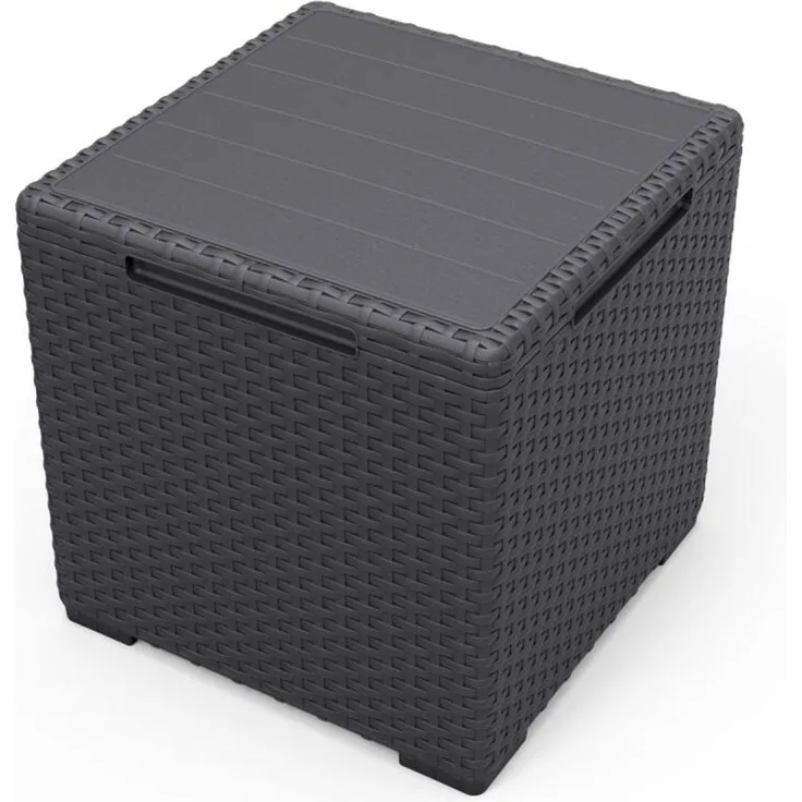 4x Keter Aufbewarungsboxen 37x37x37cm Schwarz Beistelltisch Garten Kisten Rattan