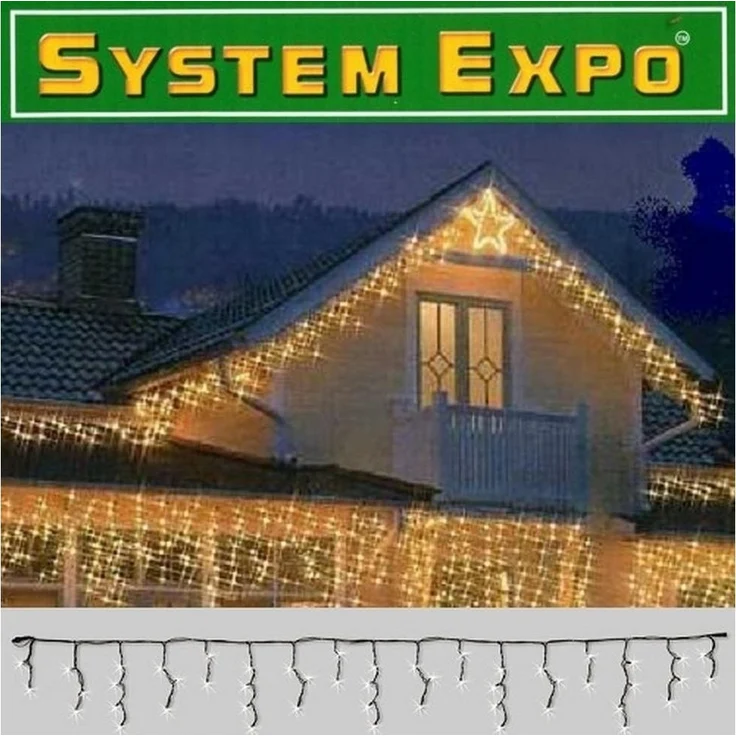 System Expo "Eisregen-Lichterkette 3m" 50 Leuchtmittel warmweiß, IP44 – Bild 1