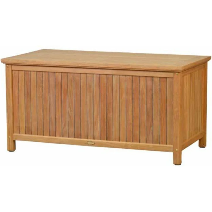 Kai Wiechmann Auflagenbox Massive Premium Teak Kissentruhe, wetterfest mit Gasdruckfeder, 136 x 73 cm