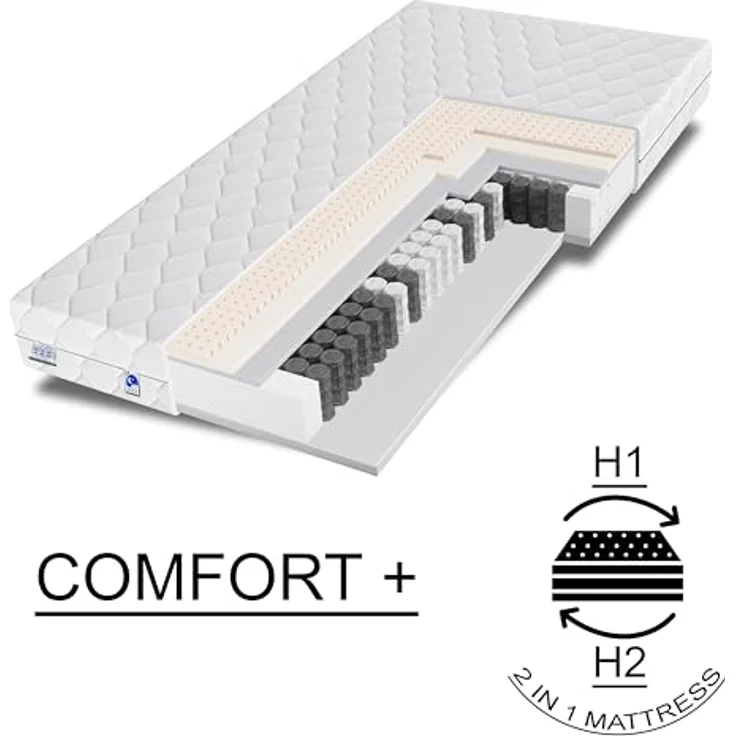 TULENA NOX Federkernmatratze 80 x 190 cm, waschbarer Bezug, Comfort Plus H1/H2, weich – Bild 3