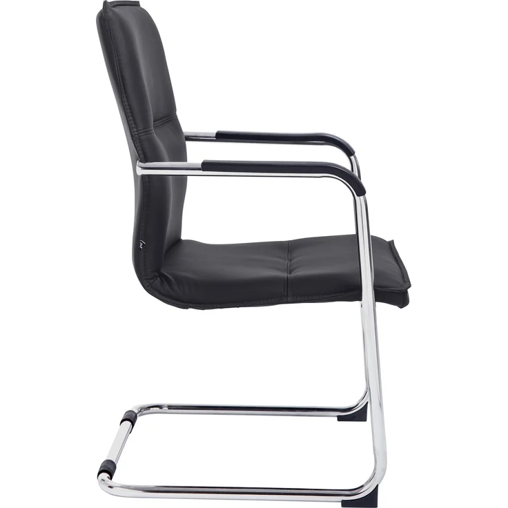 DELUKE® Besucherstuhl SEATTLE - 92x56x60cm, Schwarz Kunstleder Metall Gestell Konferenzstuhl Wartezimmerstuhl – Bild 2