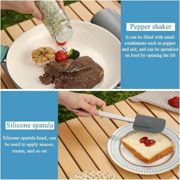 Camping Kochgeschirr Set 15-teilig Edelstahl Backpacking Grillen Wanderungen – Bild 5