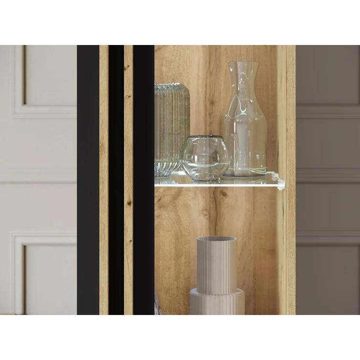 Wohnwand Hailea II (Farbe: Congo / Congo + Schwarzer Graphit, mit weißer LED Beleuchtung) – Bild 8