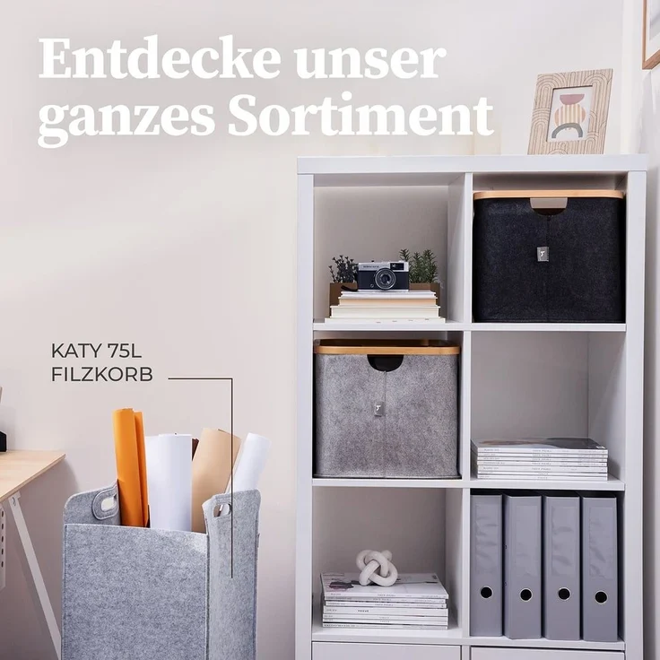 HENNEZ Aufbewahrungskorb 40L Faltbarer Wäschekorb - Körbe zur Aufbewahrung, kompatibel für IKEA KALLAX Regal – Bild 8