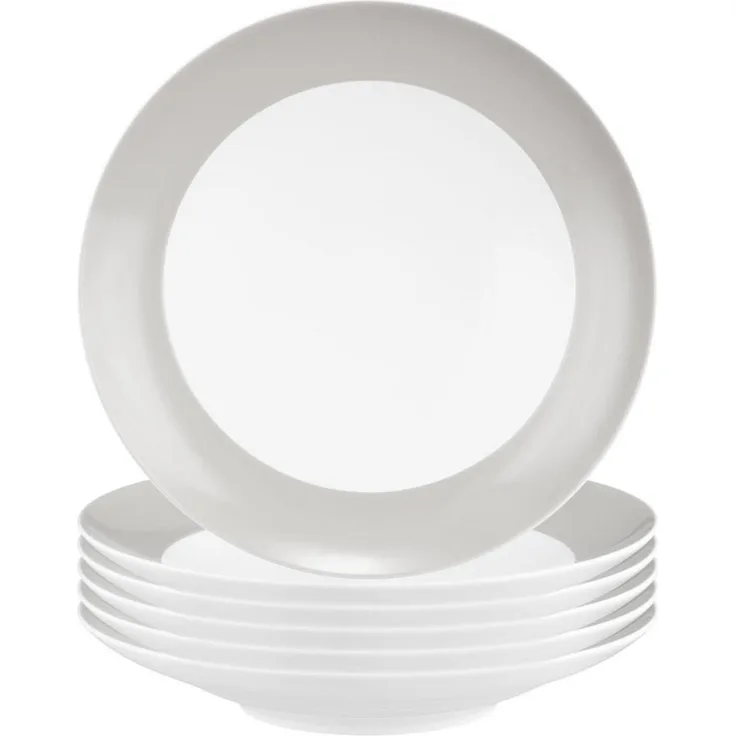 Seltmann Weiden Liberty Pure Colors Suppenteller, grau, rund, 23,5 cm, spülmaschinenfest, mikrowellenfest, 6er Set