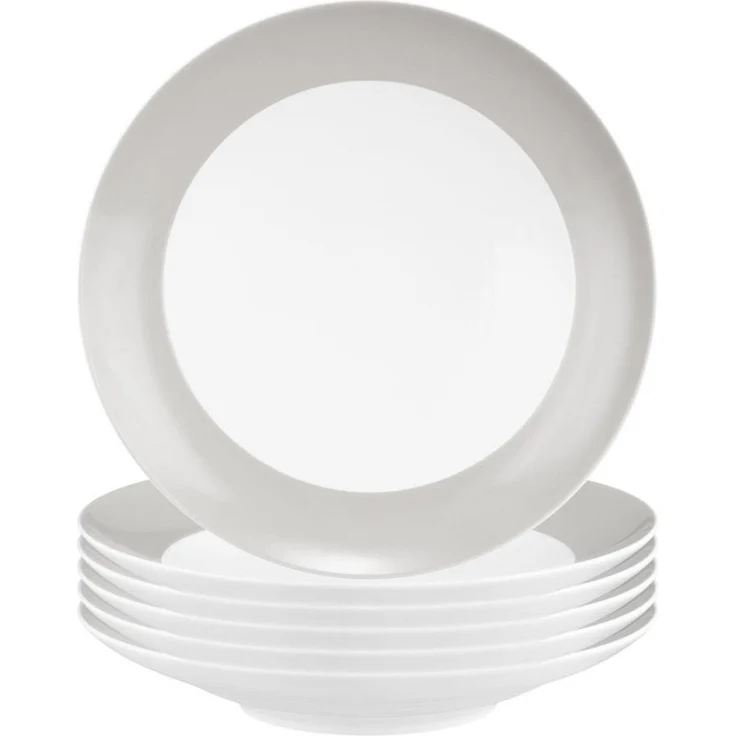 Seltmann Weiden Liberty Pure Colors Suppenteller, grau, rund, 23,5 cm, spülmaschinenfest, mikrowellenfest, 6er Set