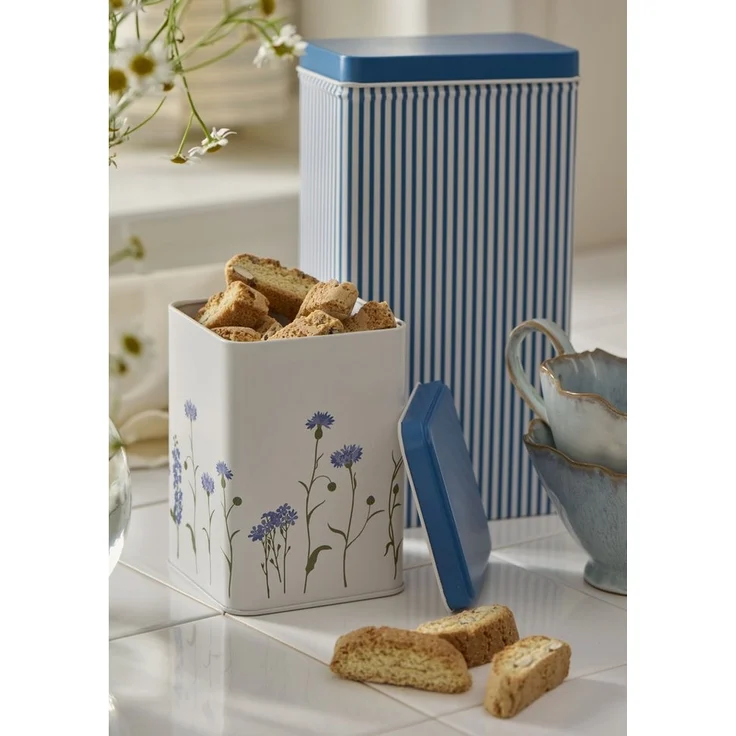Ib Laursen - Vorratsdose Dose mit Deckel Kornblumen Blau H12,5cm Metall 32988-00 – Bild 3
