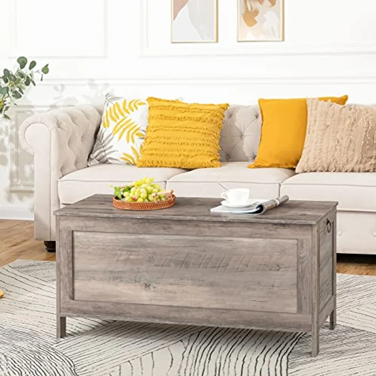 HOOBRO Truhen, Sitzbank mit Stauraum, Spielzeugtruhe mit Deckel, Schuhbank, Sitztruhe, Aufbewahrungstruhe, Robust, Sicherheitsscharniere, Schlafzimmer, Wohnzimmer, 100 cm, Greige EBG100CW01 – Bild 8