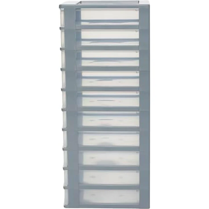 Iris Ohyama, Kunststoff Schubladenbox mit 10 tiefen Schubladen, Grau, Easy-Pull-System, A4, A5 & A6 Format, Schreibtisch Organizer für Büro, Schule, Schreibwaren, BPA-frei, Schubladenschrank, OCH-2100 – Bild 6