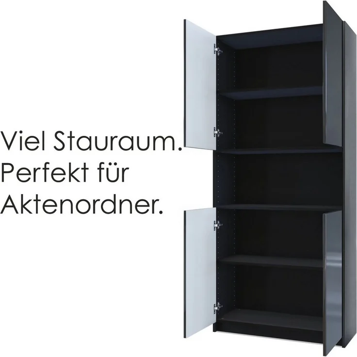 InnoFurn Aktenschrank Elona M2 Büroschrank (Ordnerschrank, Schrank für Büro, Home Office (82 x 184 x 37 cm) Aufbewahrungschrank mit Soft-Close & Push-to-Open – Bild 3