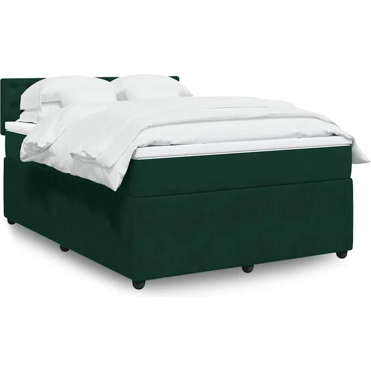 vidaXL Boxspringbett mit Matratze Dunkelgrün 160x200 cm Samt 3290097 – Bild 1