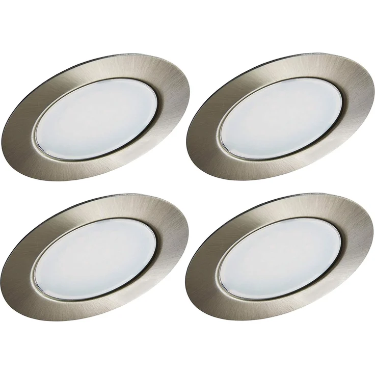 TRANGO LED Einbauleuchte, 4er Set G4E-042T LED Möbel Einbaustrahler 12Volt AC/DC inkl. 1 x LED-Trafo (12 Volt - 2000mAh) Schrank-Einbauleuchte in Edelstahl-Optik, Deckenleuchte, zum Austausch G4 Halogen Möbelleuchten, Küchenhaube-Leuchten – Bild 5
