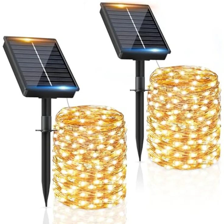 FIFlying Solar Lichterkette Aussen, 2x16M 160 LED Solarlichterkette Außen Wetterfest 8 Modi IP65 Wasserdicht Solar Lichterkette Outdoor für Balcony Garten Zaun Camping Hof Party Hochzeit