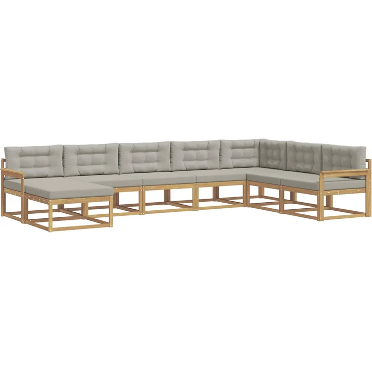 vidaXL Outdoor-Sofagarnitur 8 stk. 8-Sitzer Weiß und Hellgrau 3386855 – Bild 2