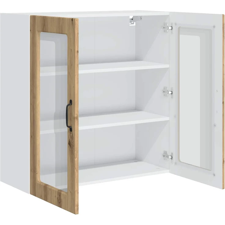 vidaXL Wandglas-Schrank PORTO Artisan-Eiche 80 x 31 x 80 cm 885424 – Bild 5