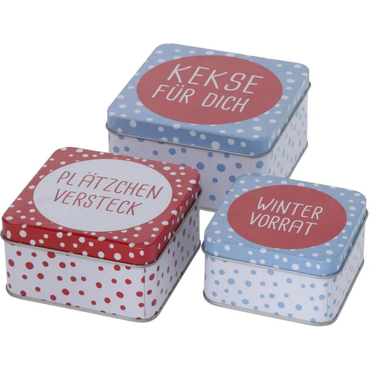 BOLTZE GRUPPE GmbH Keksdose CasaJame 3er Set Metall kleine Keksdose Plätzchendose Kekse für Dich – Bild 1