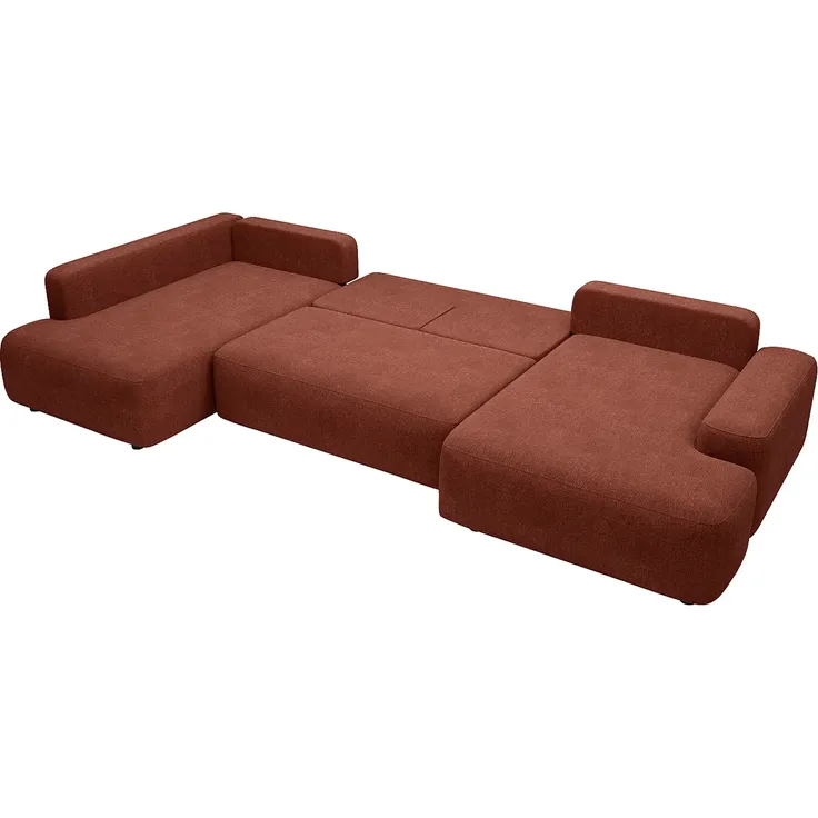 Vente-unique - DAVISO Sofa Stoff Rot - B 204 cm x H 87 cm x L 360 cm – Bild 4