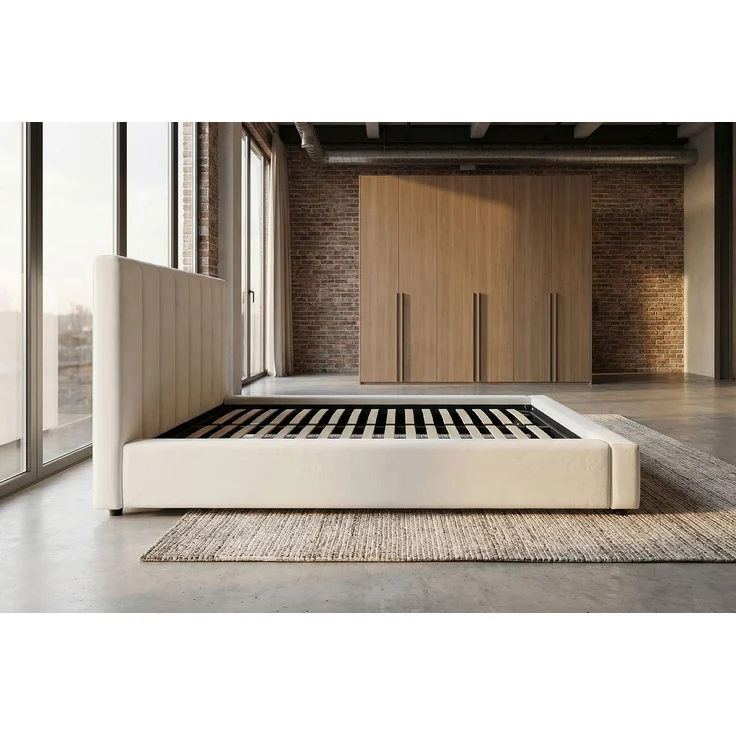 KAWOLA Bett CATTURA Polsterbett Velvet creme 140x200cm mit Lattenrost – Bild 5