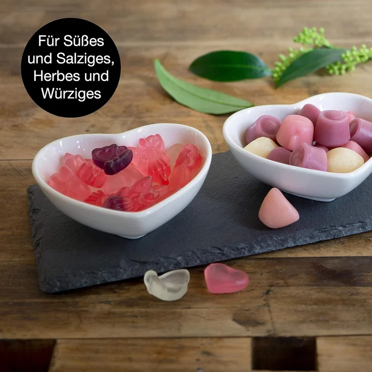 Moritz & Moritz Schiefer Set Bay Leaf - Schieferplatte mit 3 Herz Schalen – Bild 6