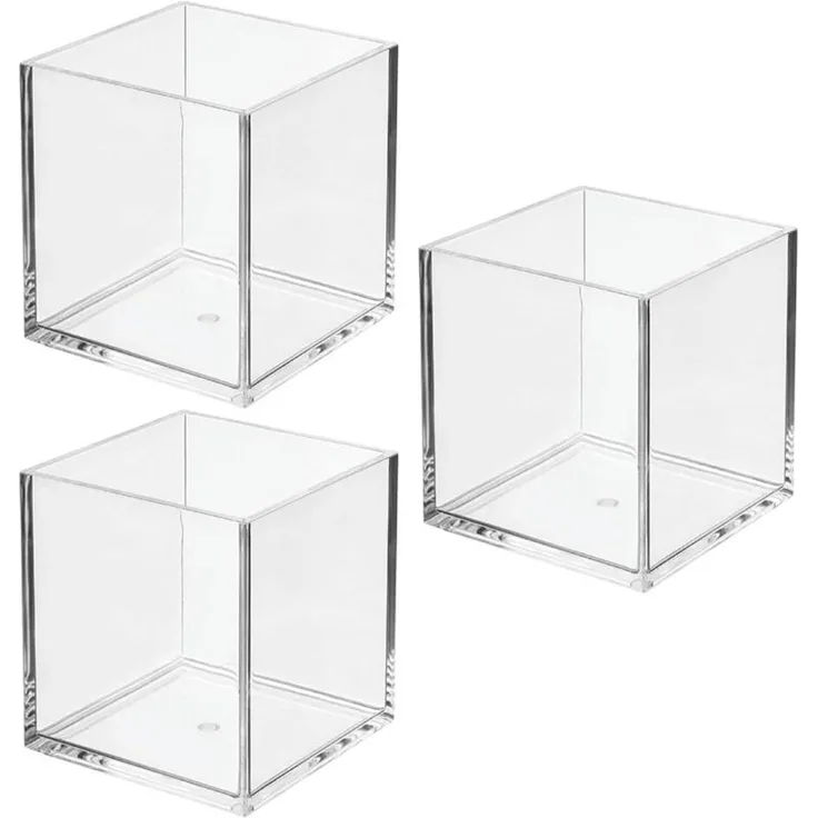mDesign Kosmetik Organizer Aufbewahrung Ablage 3er-Set quadratisch Transparent